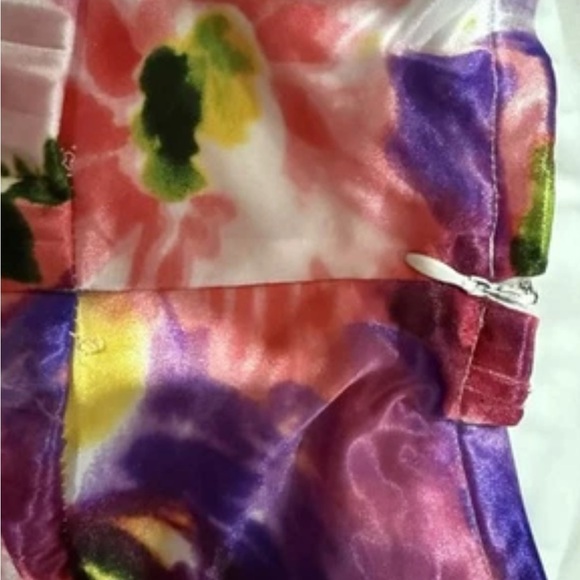 Vintage Beaded Halter Dress Y2K Watercolor Maxi Formal Fairy Sparkle Pink Prom - Picture 7 of 15